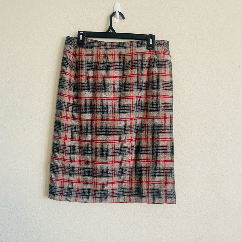 Talbots wool Plaid Women's Skirt size 12 Italian fabric long lined wrap modest